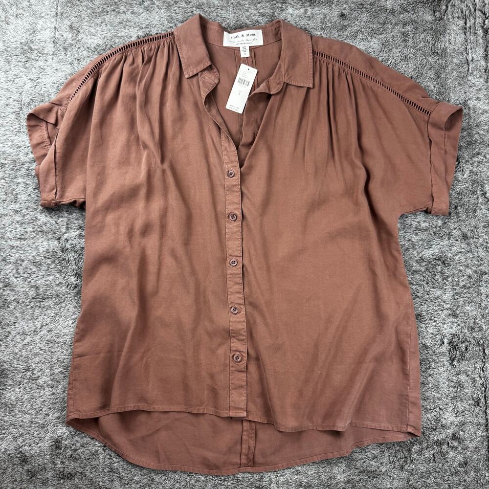 NWT Anthropologie Cloth & Stone Button Up Women's Small Brown